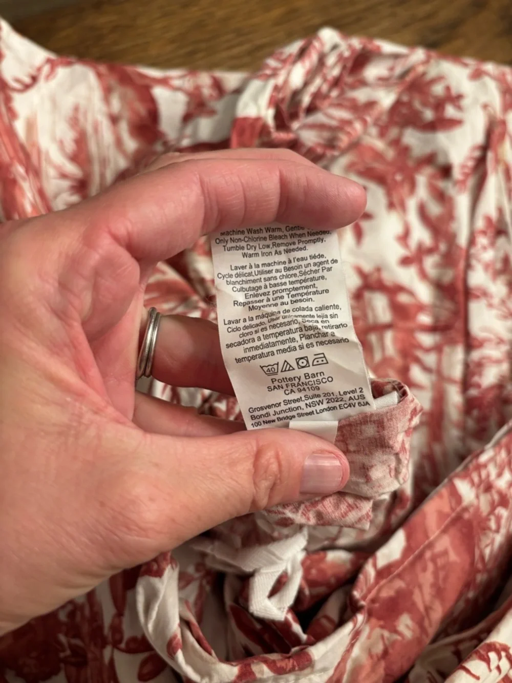 Pottery Barn Woodland Toile Full Queen Duvet Cover + 2 Shams Red Ivory Deer